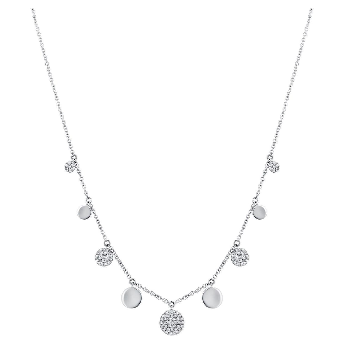 Harbor Diamonds 14KT Gold Necklace with 91 Diamonds 0.27 Carats: Harbor Diamonds 14KT Gold Necklace with 91 Diamonds 0.27 Carats This stunning necklace features an elegant design crafted from 14k white gold, showcasing a contemporary style. The piece is adorned wit