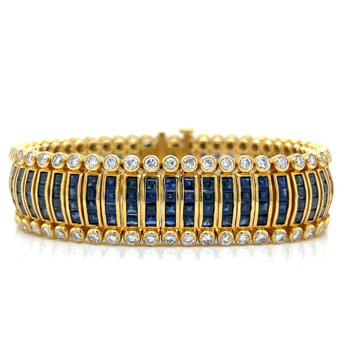 18K Yellow Gold Sapphire Diamond Bracelet 100 Diamonds 200 Sapphires (1 of 3)