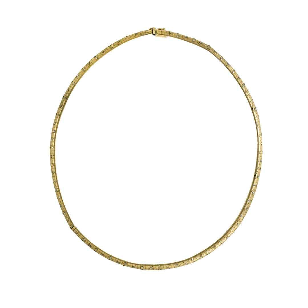 14K Yellow Gold Omega Link Necklace with Cubic Zirconia Simulants (1 of 4)