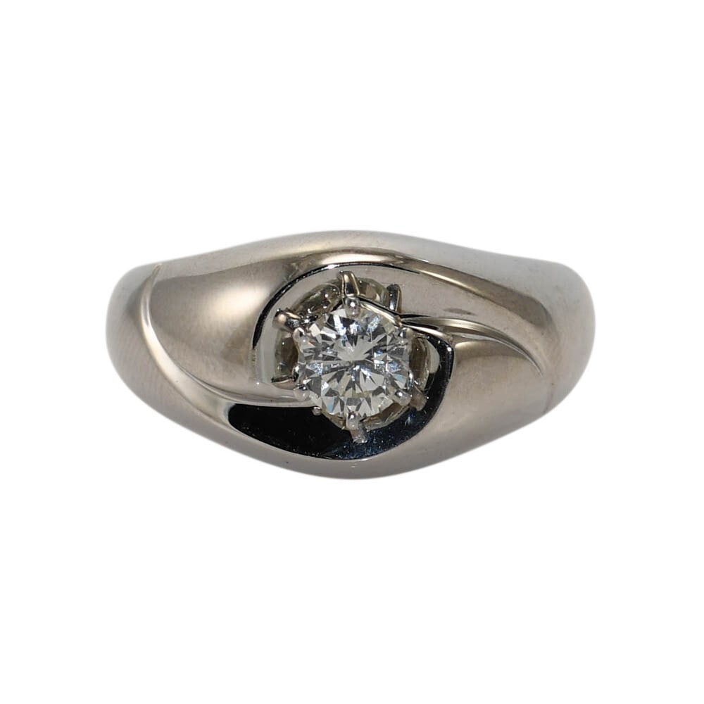18k White Gold Jabel Men's Diamond Solitaire Ring SI2 I-J-K Color: 18k White Gold Jabel Men's Diamond Solitaire Ring SI2 I-J-K Color This exquisite 18k White Gold Men's Diamond Solitaire Ring by Jabel features a stunning round brilliant diamond at its center, weighin