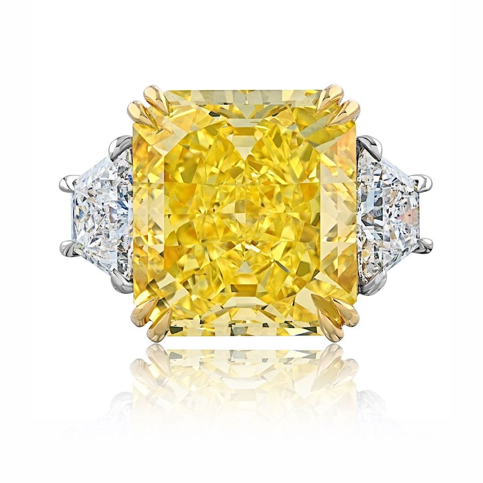 18.28ct Fancy Vivid Yellow Diamond Ring GIA Certified Platinum 18K Gold (1 of 4)