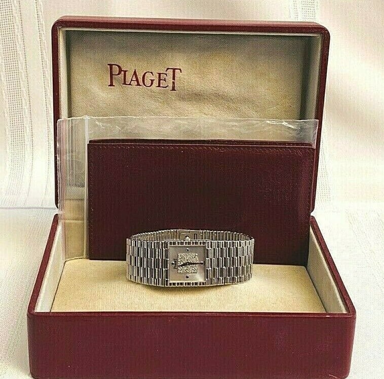 Limited Edition Piaget Automatic Platinum Diamond Mother of Pearl Watch: Limited Edition Piaget Automatic Platinum Diamond Mother of Pearl Watch This exquisite Piaget automatic wristwatch showcases a luxurious design from the 1970s, crafted from platinum with stunning diam