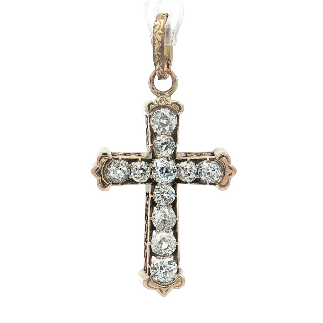 Antique Victorian 8k Gold Diamond Cross Pendant 3.65ct Natural Diamonds: Antique Victorian 8k Gold Diamond Cross Pendant 3.65ct Natural Diamonds This stunning Antique Victorian cross pendant showcases exquisite craftsmanship, featuring a total of (11) natural genuine diamo