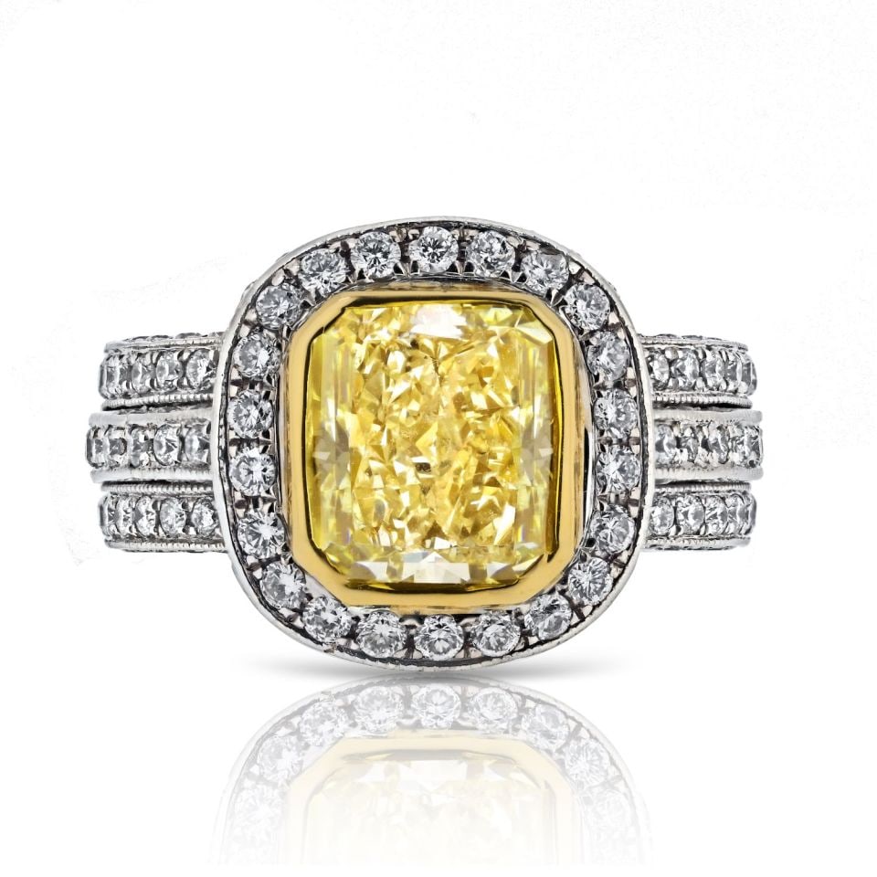 2.53 Carat GIA Certified Fancy Light Yellow Diamond Engagement Ring (1 of 4)
