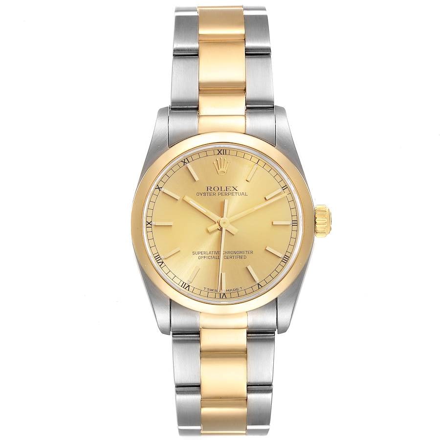 Ladies Oyster Perpetual Ref 67483 Gold Dial Watch with Oyster Bracelet: Ladies Oyster Perpetual Ref 67483 Gold Dial Watch with Oyster Bracelet This Rolex Oyster Perpetual features a gold dial and a smooth bezel, complemented by the classic Oyster bracelet. Designed for la