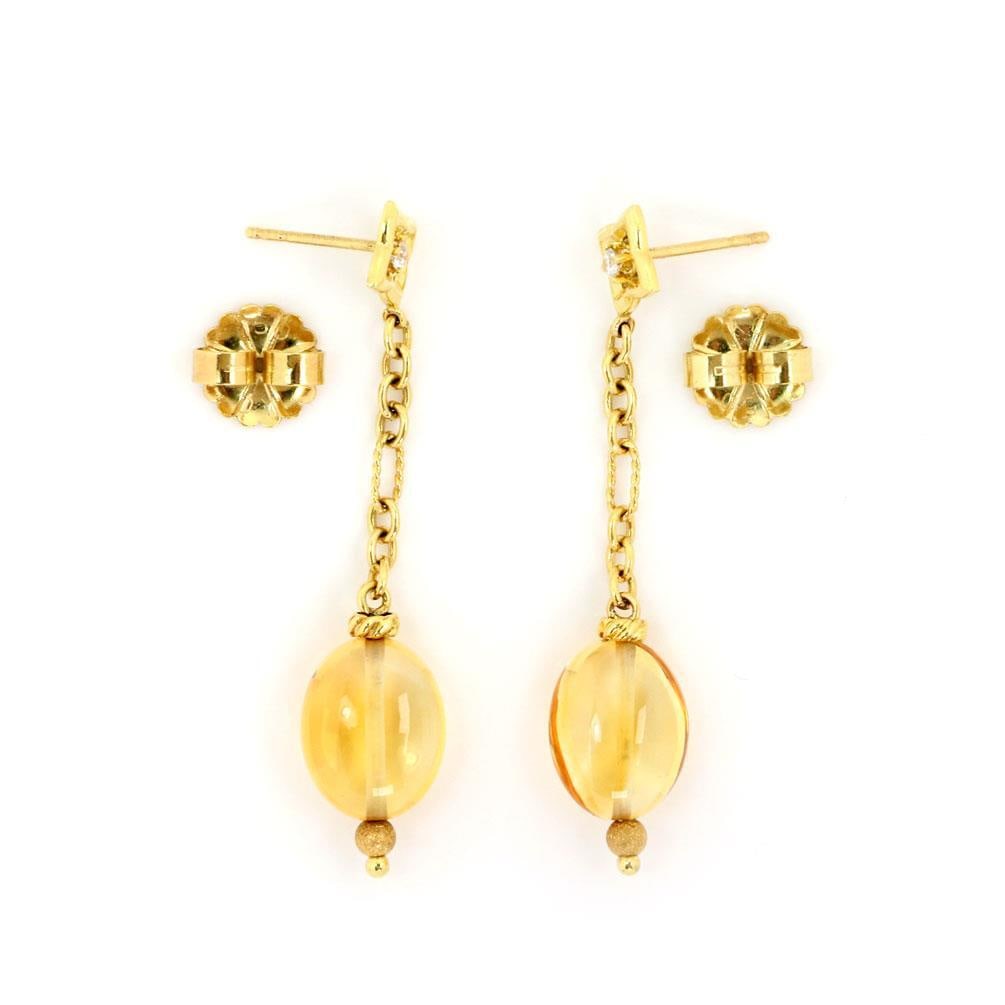 David Yurman Quatrefoil Dangle Earrings Diamond Citrine 18k Gold: David Yurman Quatrefoil Dangle Earrings Diamond Citrine 18k Gold Discover the elegance of these authentic David Yurman dangle earrings from the Quatrefoil collection. Crafted from luxurious 18k yellow