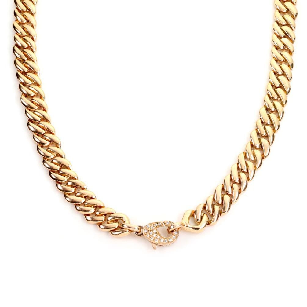 14k Rose Gold Diamond Curb Link Chain 28.5" 90 Points 287.4g: 14k Rose Gold Diamond Curb Link Chain 28.5" 90 Points 287.4g This stunning 14k rose gold chain necklace features a robust design with 13mm wide curb links that are 4mm thick. The chain measures an imp