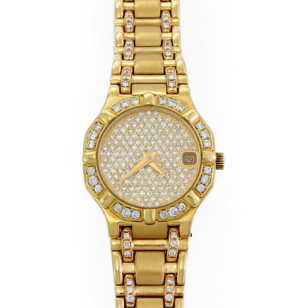 Concord Saratoga 1.75ct Diamond 18k Yellow Gold Ladies Quartz Watch: Concord Saratoga 1.75ct Diamond 18k Yellow Gold Ladies Quartz Watch Presenting a stunning ladies wristwatch from Concord's Saratoga Collection, this exquisite timepiece features a case and band crafte