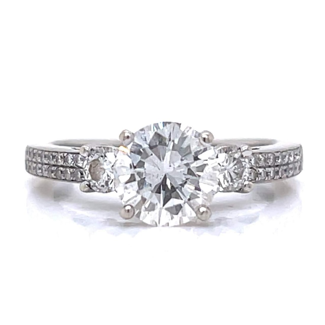 14K White Gold EGL Certified 1.17 Ct Diamond Ring with 38 Accents: 14K White Gold EGL Certified 1.17 Ct Diamond Ring with 38 Accents This elegant ring features a stunning EGL Certified 1.17 Ct. diamond, showcasing a beautiful F color and SI2 clarity. Crafted in 14K w