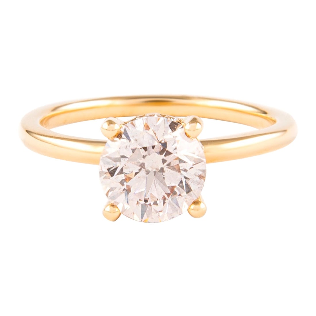 1.52 Carat Round Diamond Solitaire Ring in 18K Yellow Gold: 1.52 Carat Round Diamond Solitaire Ring in 18K Yellow Gold This stunning 1.52 Carat Round Brilliant Diamond Solitaire Ring is crafted in luxurious 18 Karat Yellow Gold, perfect for an elegant engageme