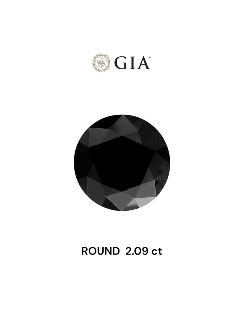Loose Diamond - ROUND 2.09ct Fancy Black VVS2: Loose Diamond - ROUND 2.09ct Fancy Black VVS2 Source: Natural Shape: ROUND Carats: 2.09 Color: Fancy Black Certification: GIA Video: