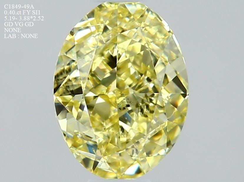 Loose Diamond - OVAL 0.4ct Fancy Yellow SI1: Loose Diamond - OVAL 0.4ct Fancy Yellow SI1 Source: Natural Shape: OVAL Carats: 0.4 Color: Fancy Yellow Certification: NONE Video: