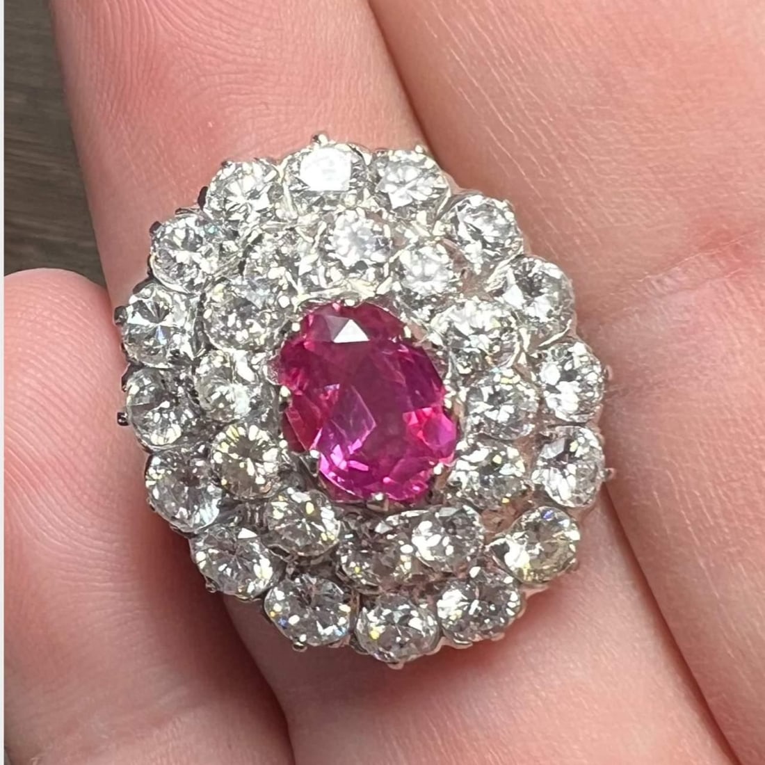 18K Gold GIA Certified No-heat Burma Ruby Diamond Ring (1 of 5)