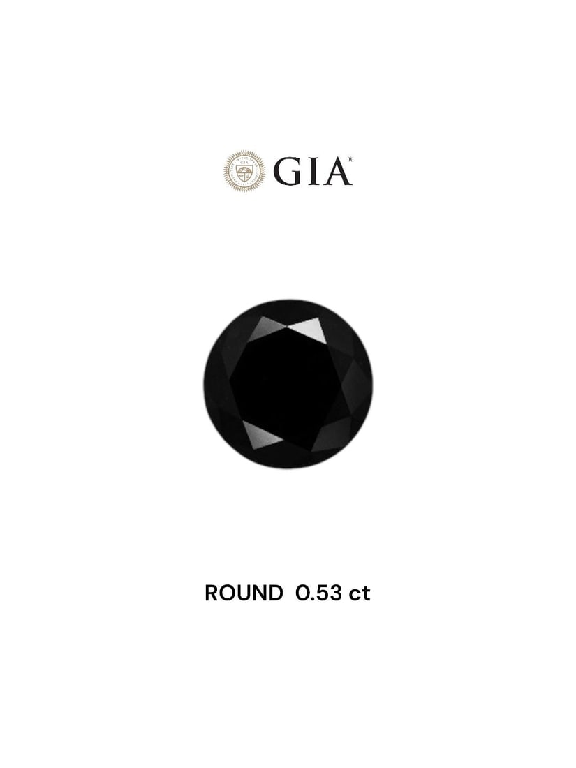 Loose Diamond - ROUND 0.53ct Fancy Black VVS2: Loose Diamond - ROUND 0.53ct Fancy Black VVS2 Source: Natural Shape: ROUND Carats: 0.53 Color: Fancy Black Certification: GIA Video: