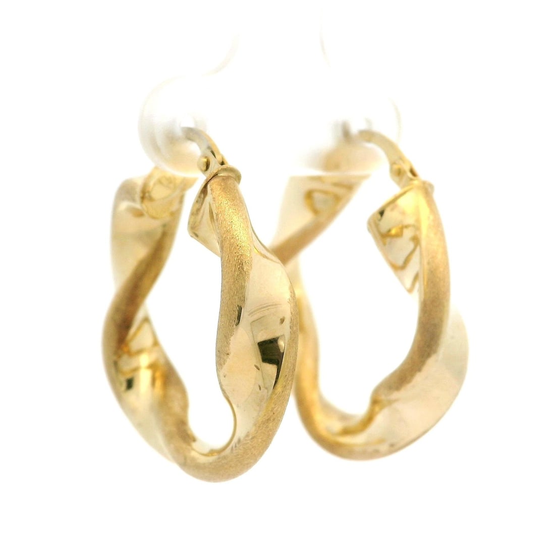 Italian 14k Yellow Gold Twist Spiral Hoop Earrings: Italian 14k Yellow Gold Twist Spiral Hoop Earrings This exquisite pair of Italian 14k yellow gold twist spiral hoop earrings features a brushed and polished finish, making them a stunning addition to