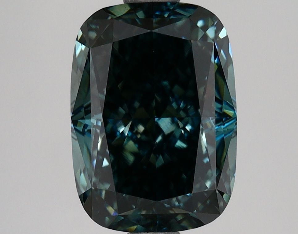 Loose Diamond - CUSHION MODIFIED 2.73ct Fancy Deep Blueish Green VS1: Loose Diamond - CUSHION MODIFIED 2.73ct Fancy Deep Blueish Green VS1 Source: This is a real non-mined Diamond that has been grown in a lab Shape: CUSHION MODIFIED Carats: 2.73 Color: Fancy Deep Blueis