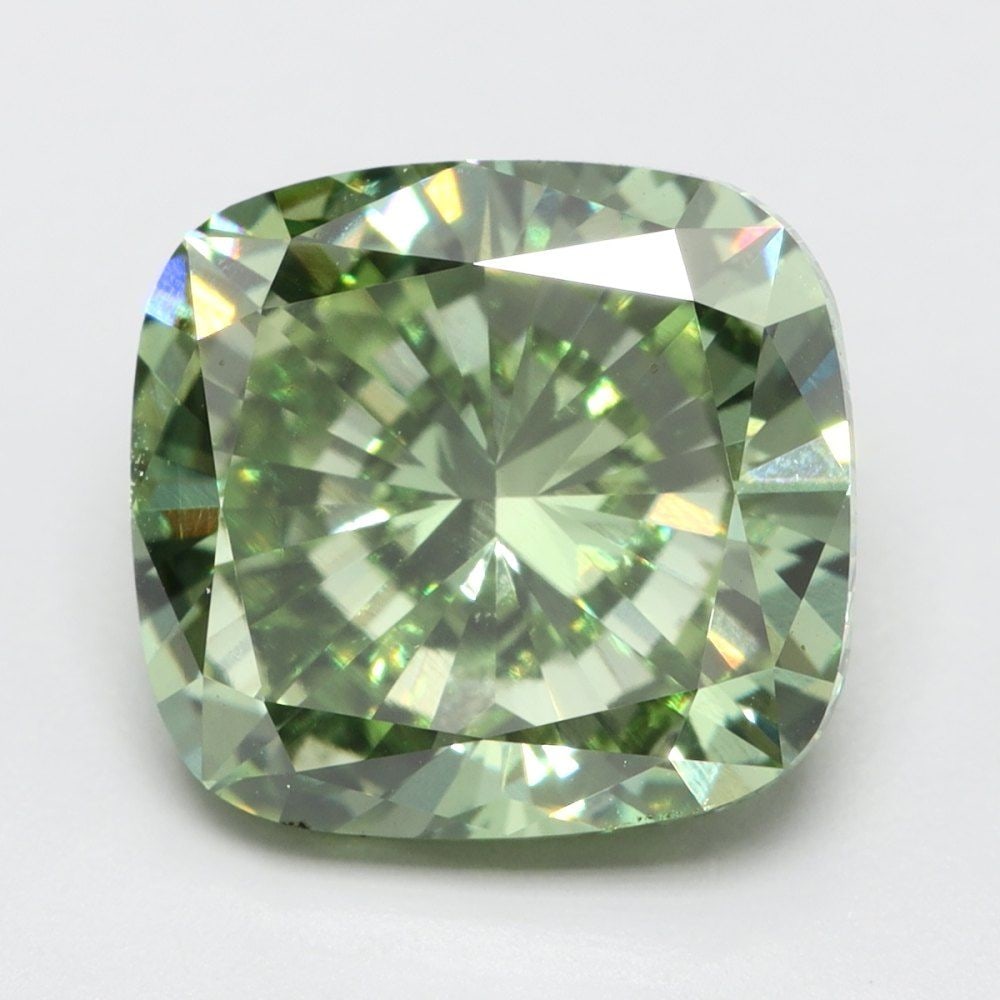 Loose Diamond - CUSHION BRILLIANT 3.0ct Fancy Vivid Green VVS2: Loose Diamond - CUSHION BRILLIANT 3.0ct Fancy Vivid Green VVS2 Source: This is a real non-mined Diamond that has been grown in a lab Shape: CUSHION BRILLIANT Carats: 3.0 Color: Fancy Vivid Green Certi