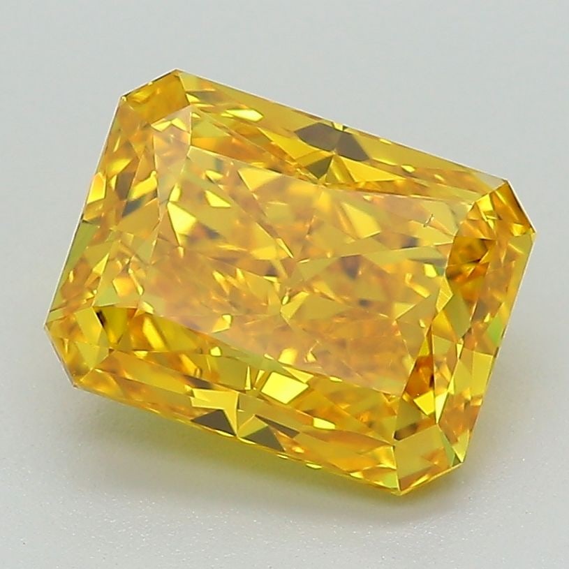 Loose Diamond - RADIANT 2.61ct Fancy Vivid Orangey Yellow VS2: Loose Diamond - RADIANT 2.61ct Fancy Vivid Orangey Yellow VS2 Source: This is a real non-mined Diamond that has been grown in a lab Shape: RADIANT Carats: 2.61 Color: Fancy Vivid Orangey Yellow Certif