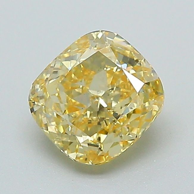 Loose Diamond - CUSHION MODIFIED 1.01ct Fancy Intense Yellow VS1: Loose Diamond - CUSHION MODIFIED 1.01ct Fancy Intense Yellow VS1 Source: This is a real non-mined Diamond that has been grown in a lab Shape: CUSHION MODIFIED Carats: 1.01 Color: Fancy Intense Yellow