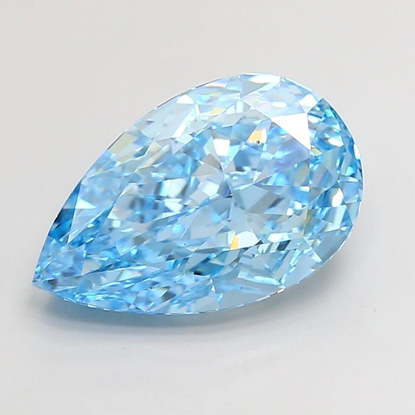 Loose Diamond - PEAR 5.05ct Fancy Vivid Blue VS2: Loose Diamond - PEAR 5.05ct Fancy Vivid Blue VS2 Source: This is a real non-mined Diamond that has been grown in a lab Shape: PEAR Carats: 5.05 Color: Fancy Vivid Blue Certification: IGI Video: