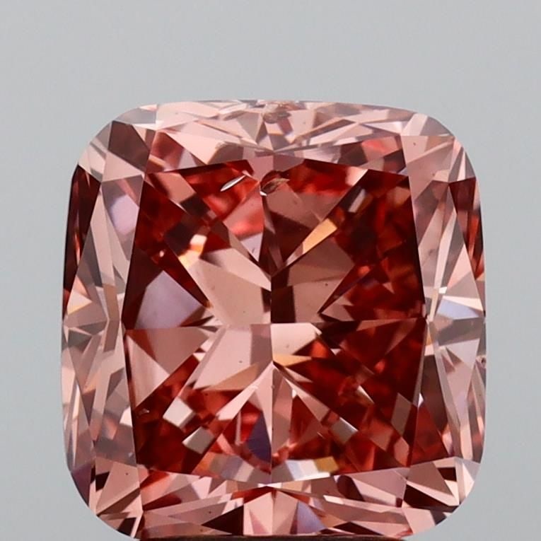 Loose Diamond - CUSHION BRILLIANT 3.15ct Fancy Vivid Brownish Pink SI1: Loose Diamond - CUSHION BRILLIANT 3.15ct Fancy Vivid Brownish Pink SI1 Source: This is a real non-mined Diamond that has been grown in a lab Shape: CUSHION BRILLIANT Carats: 3.15 Color: Fancy Vivid Br