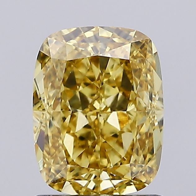 Loose Diamond - CUSHION MODIFIED 1.53ct Fancy Vivid Yellow VS1: Loose Diamond - CUSHION MODIFIED 1.53ct Fancy Vivid Yellow VS1 Source: This is a real non-mined Diamond that has been grown in a lab Shape: CUSHION MODIFIED Carats: 1.53 Color: Fancy Vivid Yellow Cert