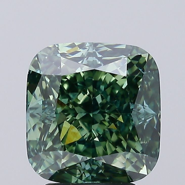 Loose Diamond - CUSHION MODIFIED 4.07ct Fancy Vivid Green VS1: Loose Diamond - CUSHION MODIFIED 4.07ct Fancy Vivid Green VS1 Source: This is a real non-mined Diamond that has been grown in a lab Shape: CUSHION MODIFIED Carats: 4.07 Color: Fancy Vivid Green Certif