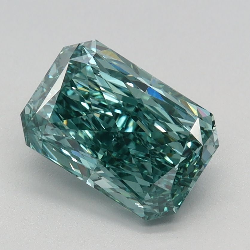 Loose Diamond - RADIANT 1.34ct Fancy Vivid Blue Green VS1: Loose Diamond - RADIANT 1.34ct Fancy Vivid Blue Green VS1 Source: This is a real non-mined Diamond that has been grown in a lab Shape: RADIANT Carats: 1.34 Color: Fancy Vivid Blue Green Certification:
