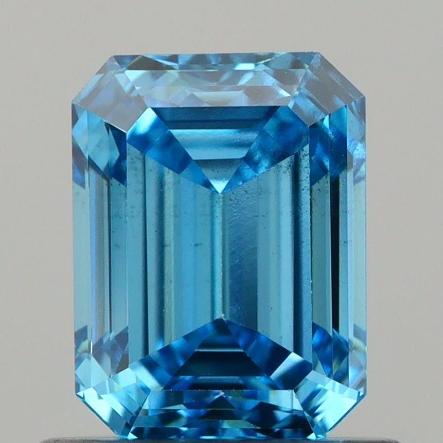 Loose Diamond - EMERALD 0.9ct Fancy Vivid Blue SI1: Loose Diamond - EMERALD 0.9ct Fancy Vivid Blue SI1 Source: This is a real non-mined Diamond that has been grown in a lab Shape: EMERALD Carats: 0.9 Color: Fancy Vivid Blue Certification: IGI Video: