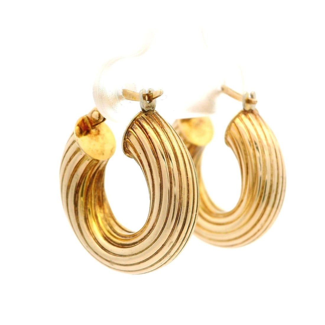 14k Yellow Gold Classic Small Puffed Twist Hoop Earrings (1 of 9)
