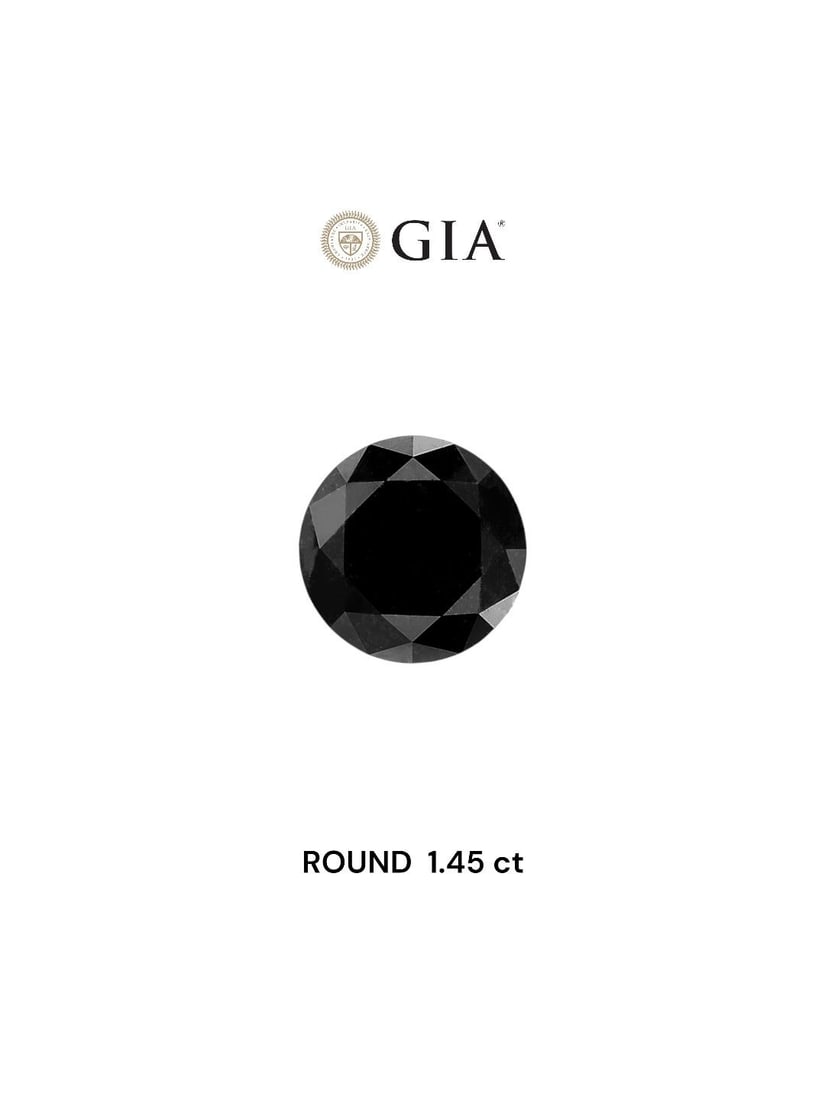 Loose Diamond - ROUND 1.45ct Fancy Black VVS2: Loose Diamond - ROUND 1.45ct Fancy Black VVS2 Source: Natural Shape: ROUND Carats: 1.45 Color: Fancy Black Certification: GIA Video: