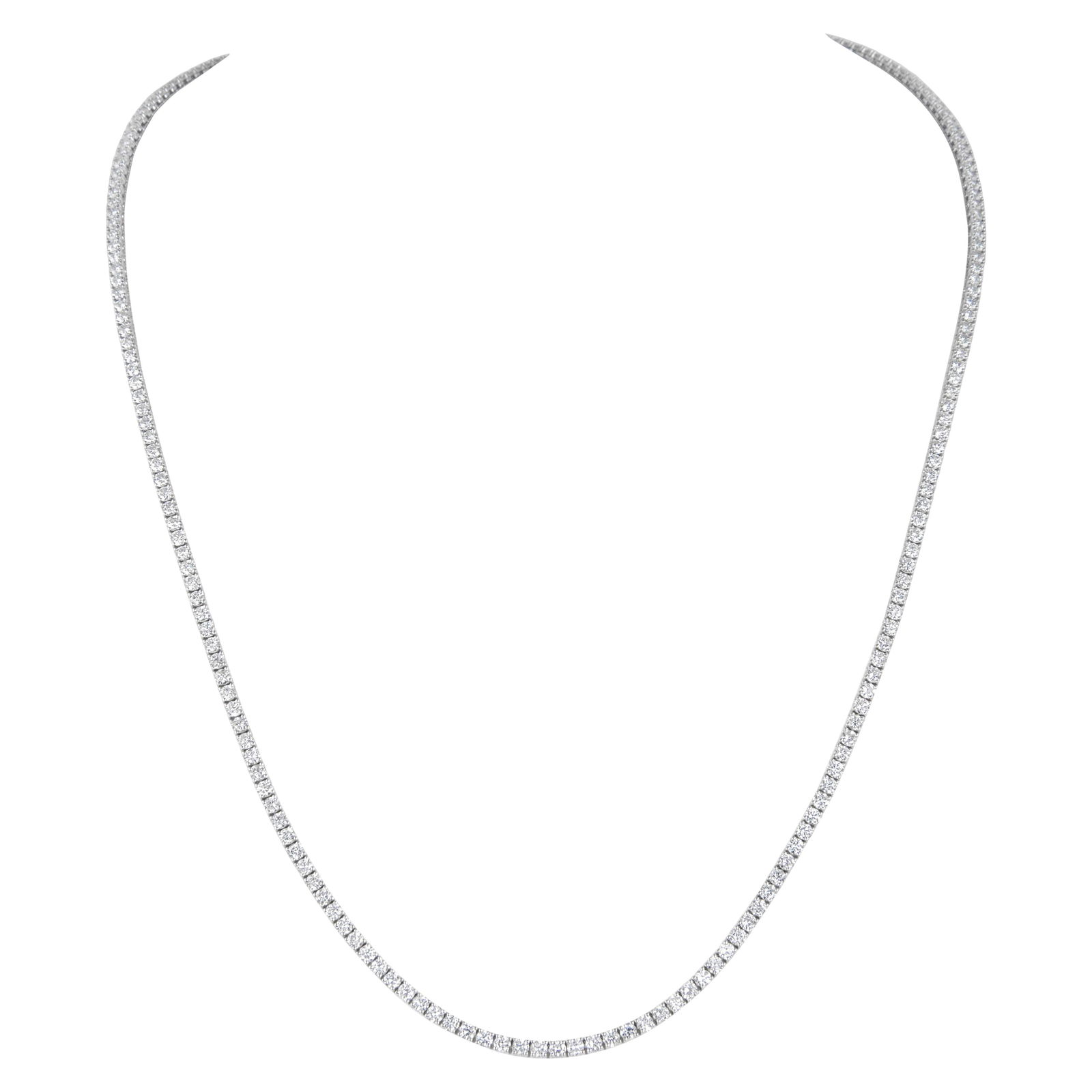 13.86ct Round Diamond Tennis Necklace 14k White Gold 24in (1 of 5)