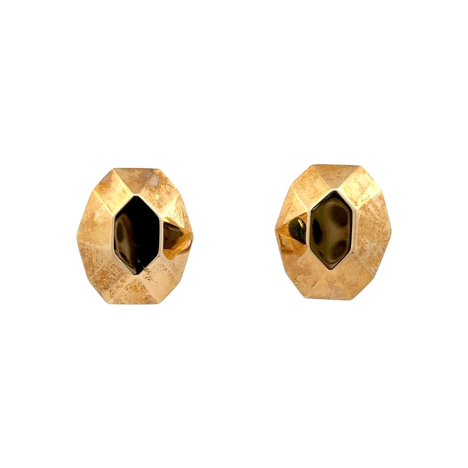 Harbor Diamonds 18K Yellow Gold Decagon Stud Earrings Contemporary Style (1 of 7)