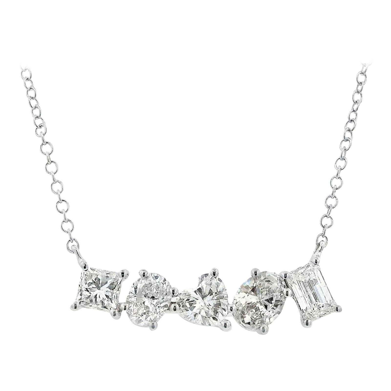 1.99ct Mixed Diamond Necklace 18k White Gold (1 of 4)