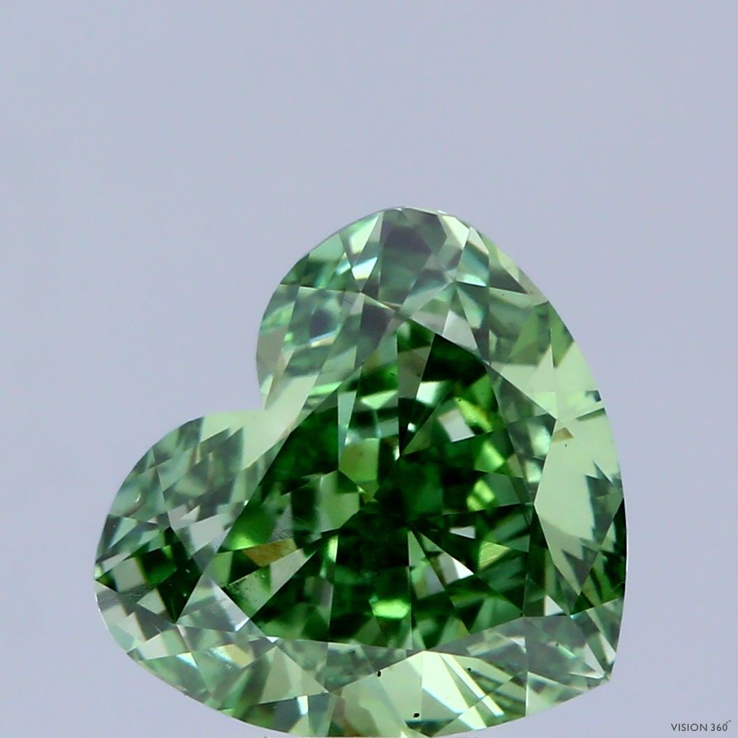 Loose Diamond - HEART 3.0ct Fancy Vivid Green VS2: Loose Diamond - HEART 3.0ct Fancy Vivid Green VS2 Source: This is a real non-mined Diamond that has been grown in a lab Shape: HEART Carats: 3.0 Color: Fancy Vivid Green Certification: IGI Video:
