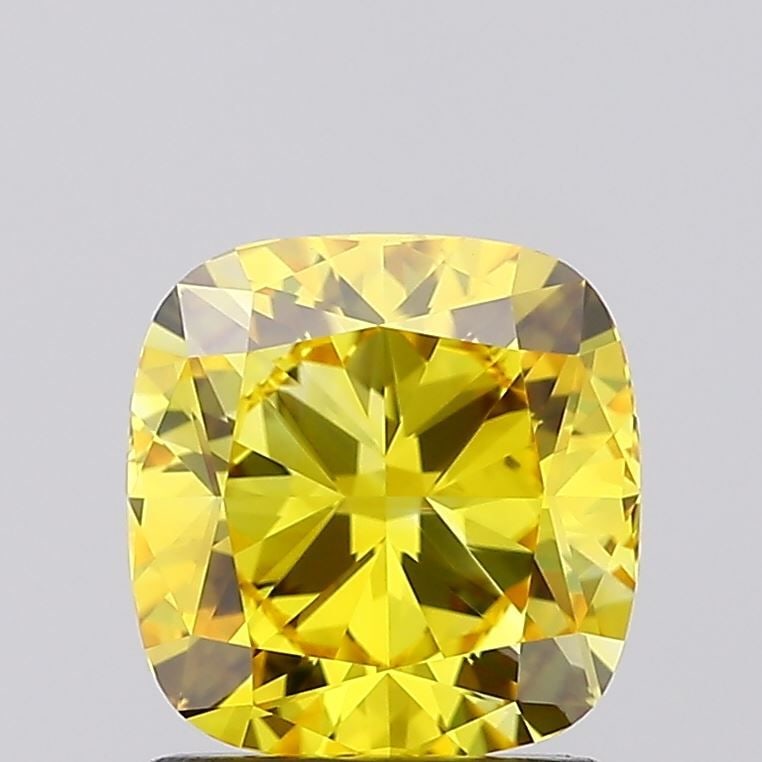 Loose Diamond - CUSHION BRILLIANT 1.53ct Fancy Vivid Yellow VVS2: Loose Diamond - CUSHION BRILLIANT 1.53ct Fancy Vivid Yellow VVS2 Source: This is a real non-mined Diamond that has been grown in a lab Shape: CUSHION BRILLIANT Carats: 1.53 Color: Fancy Vivid Yellow C
