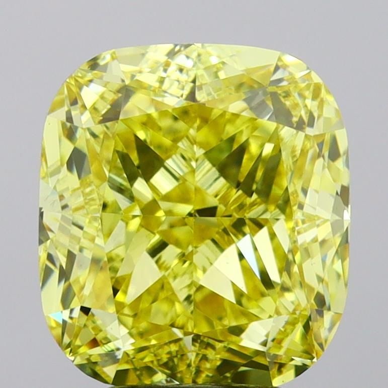 Loose Diamond - CUSHION MODIFIED 5.05ct Fancy Vivid Yellow VS1: Loose Diamond - CUSHION MODIFIED 5.05ct Fancy Vivid Yellow VS1 Source: This is a real non-mined Diamond that has been grown in a lab Shape: CUSHION MODIFIED Carats: 5.05 Color: Fancy Vivid Yellow Cert