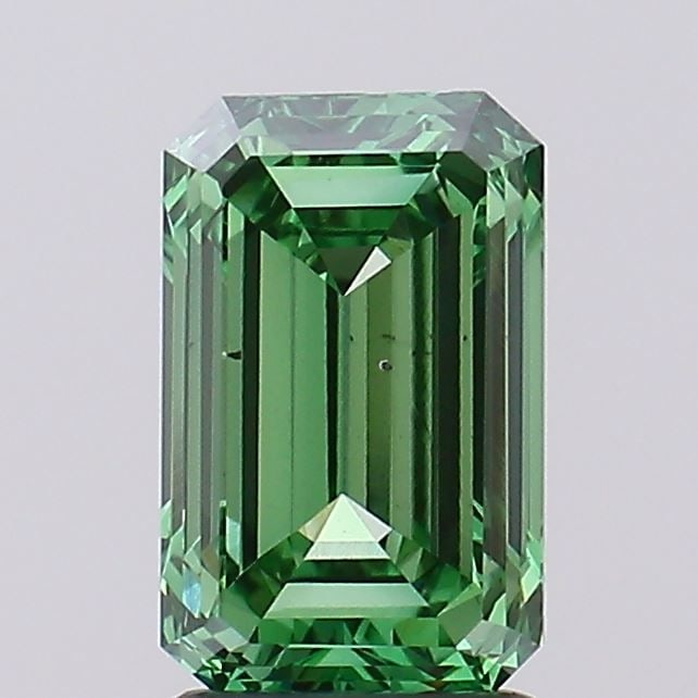 Loose Diamond - EMERALD 1.99ct Fancy Vivid Green VS2: Loose Diamond - EMERALD 1.99ct Fancy Vivid Green VS2 Source: This is a real non-mined Diamond that has been grown in a lab Shape: EMERALD Carats: 1.99 Color: Fancy Vivid Green Certification: IGI Video