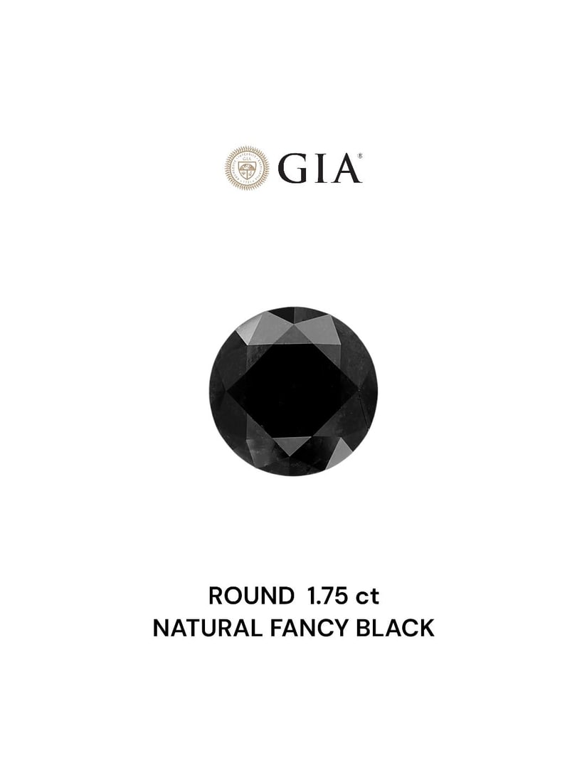 Loose Diamond - ROUND 1.75ct Fancy Black VVS2: Loose Diamond - ROUND 1.75ct Fancy Black VVS2 Source: Natural Shape: ROUND Carats: 1.75 Color: Fancy Black Certification: GIA Video: