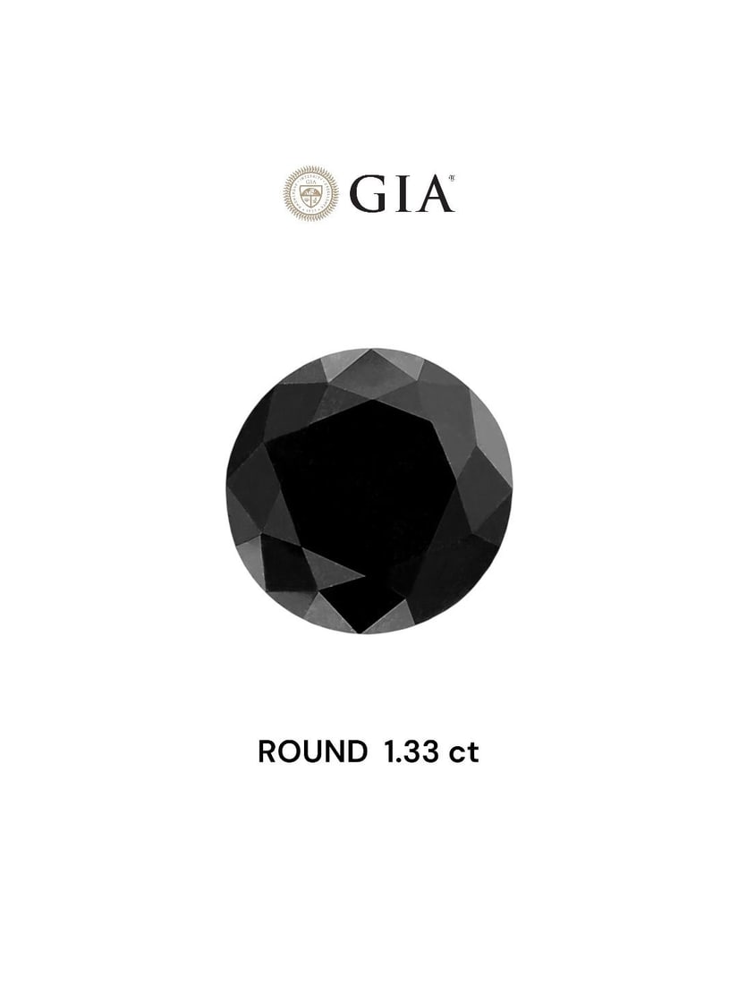 Loose Diamond - ROUND 1.33ct Fancy Black VVS2: Loose Diamond - ROUND 1.33ct Fancy Black VVS2 Source: Natural Shape: ROUND Carats: 1.33 Color: Fancy Black Certification: GIA Video: