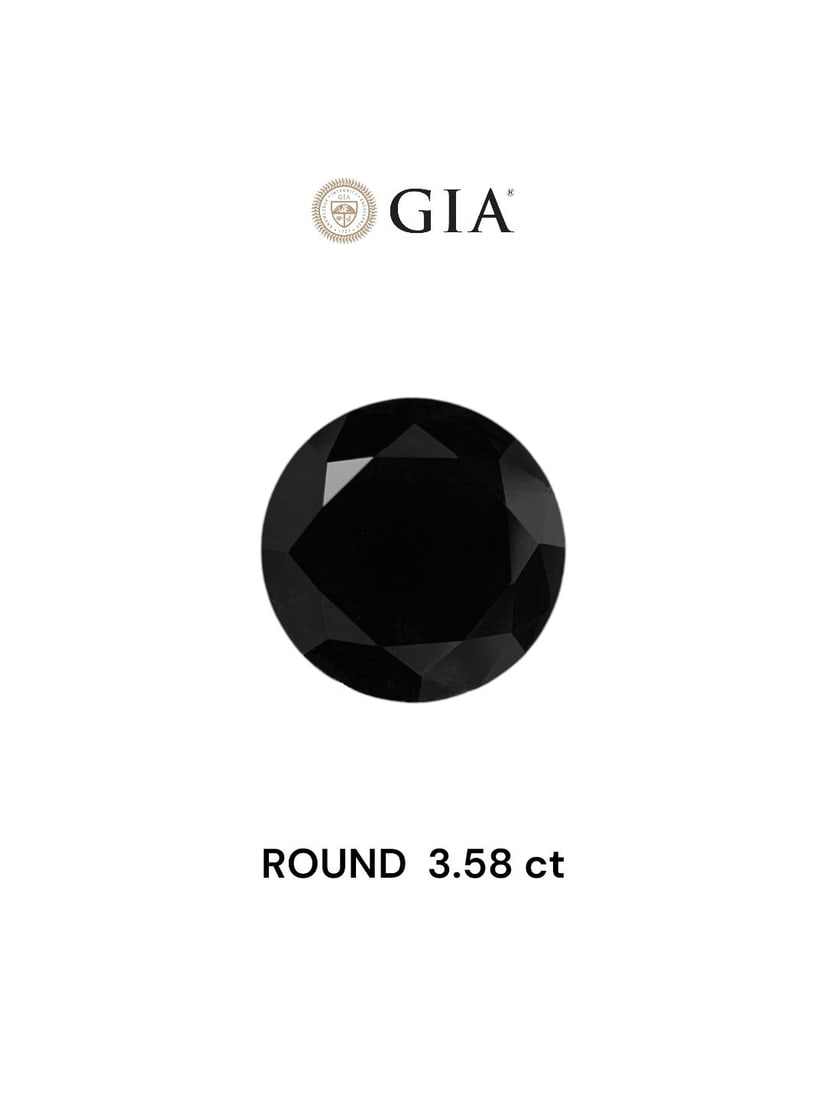 Loose Diamond - ROUND 3.58ct Fancy Black VVS2: Loose Diamond - ROUND 3.58ct Fancy Black VVS2 Source: Natural Shape: ROUND Carats: 3.58 Color: Fancy Black Certification: GIA Video: