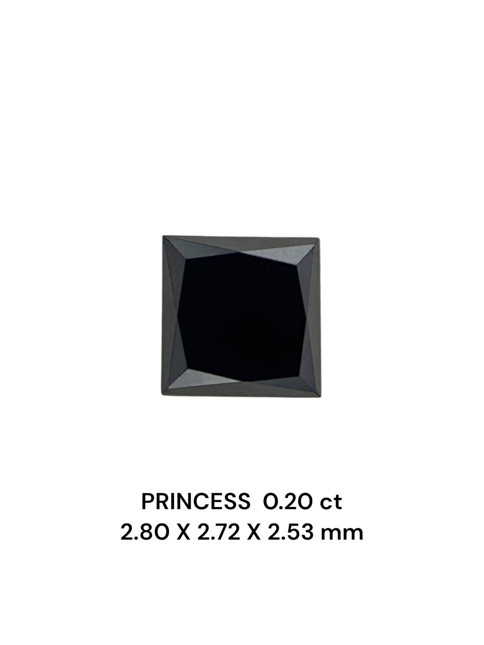 Loose Diamond - PRINCESS 0.2ct Fancy Black VVS2: Loose Diamond - PRINCESS 0.2ct Fancy Black VVS2 Source: Natural Shape: PRINCESS Carats: 0.2 Color: Fancy Black Certification: NONE The Diamond Depot Guarantee: All items in this auction are guaranteed