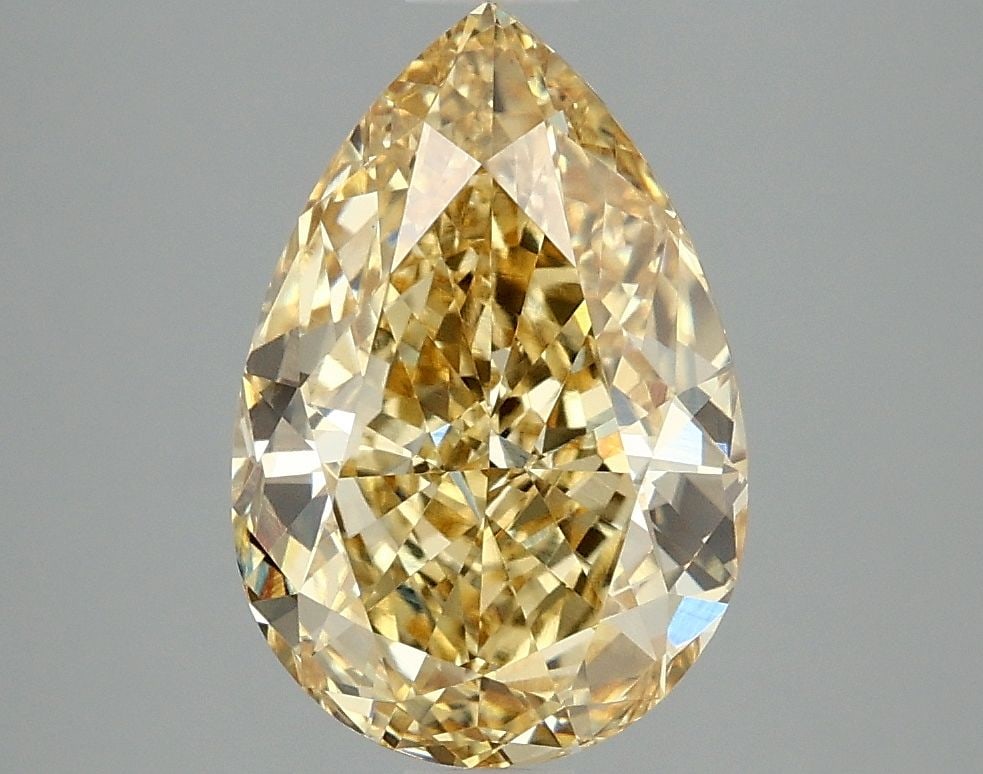 Loose Diamond - PEAR 3.08ct Fancy Intense Yellow VS1: Loose Diamond - PEAR 3.08ct Fancy Intense Yellow VS1 Source: This is a real non-mined Diamond that has been grown in a lab Shape: PEAR Carats: 3.08 Color: Fancy Intense Yellow Certification: IGI Video