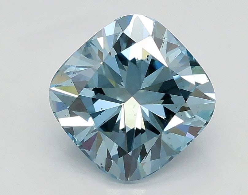 Loose Diamond - CUSHION MODIFIED 1.4ct Fancy Intense Greenish Blue VS2: Loose Diamond - CUSHION MODIFIED 1.4ct Fancy Intense Greenish Blue VS2 Source: This is a real non-mined Diamond that has been grown in a lab Shape: CUSHION MODIFIED Carats: 1.4 Color: Fancy Intense Gr