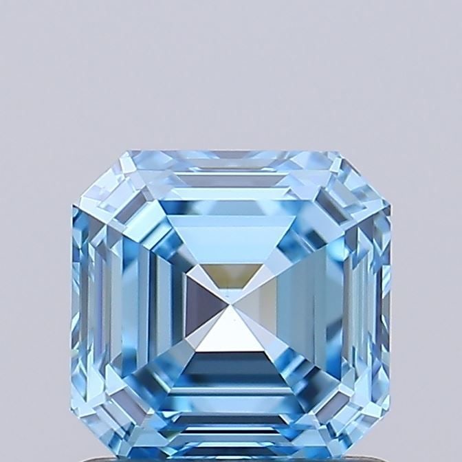 Loose Diamond - ASSCHER 1.01ct Fancy Vivid Blue VS1: Loose Diamond - ASSCHER 1.01ct Fancy Vivid Blue VS1 Source: This is a real non-mined Diamond that has been grown in a lab Shape: ASSCHER Carats: 1.01 Color: Fancy Vivid Blue Certification: IGI Video: