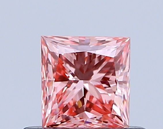 Loose Diamond - PRINCESS 0.45ct Fancy Vivid Orangey Pink VS1: Loose Diamond - PRINCESS 0.45ct Fancy Vivid Orangey Pink VS1 Source: This is a real non-mined Diamond that has been grown in a lab Shape: PRINCESS Carats: 0.45 Color: Fancy Vivid Orangey Pink Certific