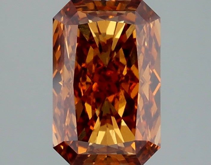 Loose Diamond - RADIANT 2.1ct Fancy Vivid Brown Orange VVS2: Loose Diamond - RADIANT 2.1ct Fancy Vivid Brown Orange VVS2 Source: This is a real non-mined Diamond that has been grown in a lab Shape: RADIANT Carats: 2.1 Color: Fancy Vivid Brown Orange Certificati