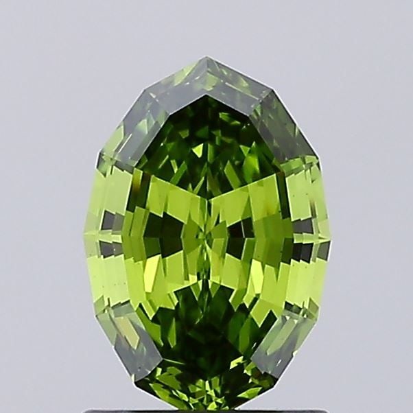 Loose Diamond - OVAL 1.07ct Fancy Vivid Green VS2: Loose Diamond - OVAL 1.07ct Fancy Vivid Green VS2 Source: This is a real non-mined Diamond that has been grown in a lab Shape: OVAL Carats: 1.07 Color: Fancy Vivid Green Certification: IGI Video: