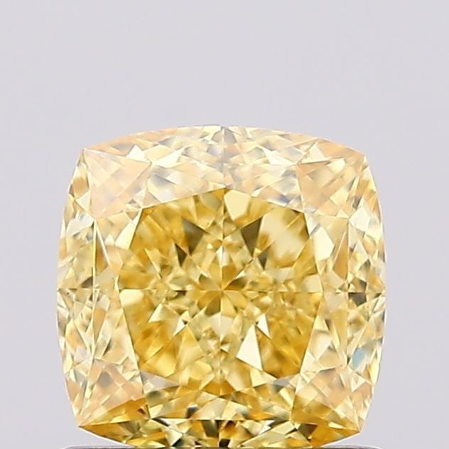 Loose Diamond - CUSHION MODIFIED 1.12ct Fancy Intense Yellow VS1: Loose Diamond - CUSHION MODIFIED 1.12ct Fancy Intense Yellow VS1 Source: This is a real non-mined Diamond that has been grown in a lab Shape: CUSHION MODIFIED Carats: 1.12 Color: Fancy Intense