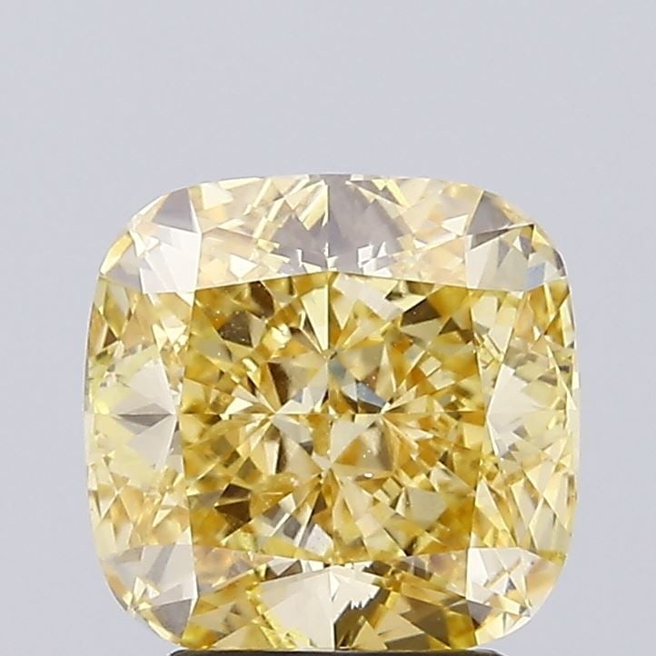 Loose Diamond - CUSHION BRILLIANT 3.01ct Fancy Intense Yellow VS2: Loose Diamond - CUSHION BRILLIANT 3.01ct Fancy Intense Yellow VS2 Source: This is a real non-mined Diamond that has been grown in a lab Shape: CUSHION BRILLIANT Carats: 3.01 Color: Fancy Intense